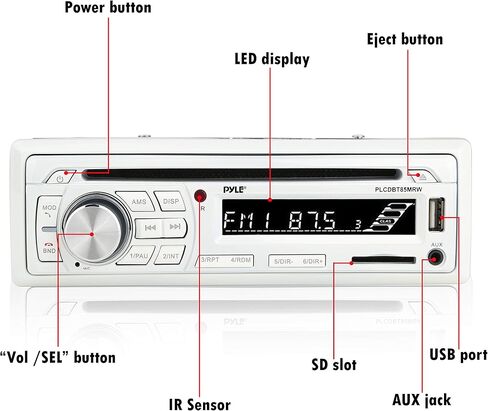 Pyle Marine Stereo Receiver Speaker Kit - In-Dash LCD Digital Console Built-in Bluetooth & Microphone 6.5" Waterproof Speakers (4) w/ MP3/USB/SD/AUX/FM Radio Reader & Remote Control -PLCDBT85MRW in Saudi Arabia