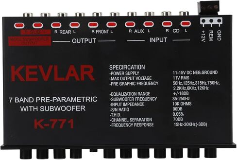 7 Band Car Audio Graphic Equalizer, Variable Gain Adjustment High Level Input EQ, Low Pass Filter, Chassis Graphic Equalizer with Control Volume in Saudi Arabia