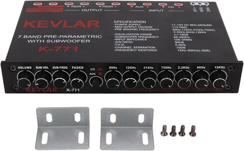 7 Band Car Audio Graphic Equalizer, Variable Gain Adjustment High Level Input EQ, Low Pass Filter, Chassis Graphic Equalizer with Control Volume in Saudi Arabia