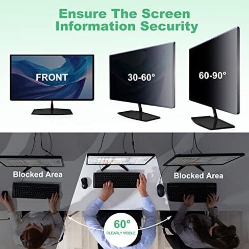 2 Pack 27 Inch Hanging Computer Privacy Screen Filter for 16:9 | Removable Anti Blue Light & UV Protector Shield Reduces Eye Strain, ±30° Privacy Keeps Data Safe, Lightweight for Home Office in Kuwait