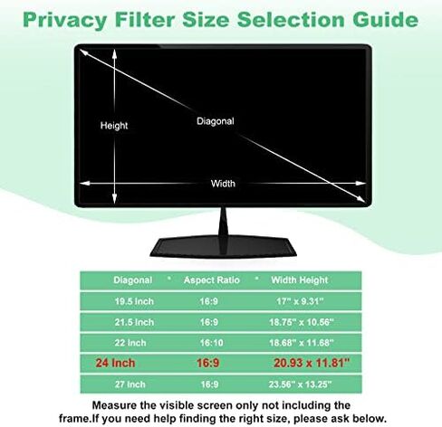 2 Pack 27 Inch Hanging Computer Privacy Screen Filter for 16:9 | Removable Anti Blue Light & UV Protector Shield Reduces Eye Strain, ±30° Privacy Keeps Data Safe, Lightweight for Home Office in Kuwait