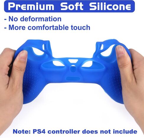 أغطية وحدات التحكم PS4 - أغلفة سيليكون PS4 لجهاز DualShock 4 - ملحقات PS4 حافظة مضادة للانزلاق لجهاز Playstation 4، Slim، Pro - عبوتان من أغلفة وحدات التحكم PS4 - 4 أزواج من مقابض PS4 - أحمر وأزرق in Kuwait
