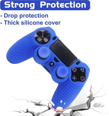 أغطية وحدات التحكم PS4 - أغلفة سيليكون PS4 لجهاز DualShock 4 - ملحقات PS4 حافظة مضادة للانزلاق لجهاز Playstation 4، Slim، Pro - عبوتان من أغلفة وحدات التحكم PS4 - 4 أزواج من مقابض PS4 - أحمر وأزرق in Kuwait