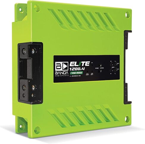 4-Ch. Vehicle Audio Bass Amplifier - 300W D Class High-Powered Mono Bass Amp w/Subsonic Filter & Low Pass Filter Stable @ 2 Ohms, LED Indicators, Sound Specialization, Green - BANDA 1200.42OHMGREEN in Kuwait