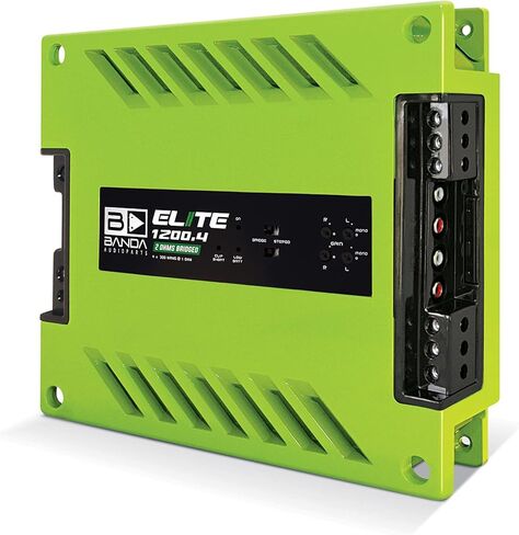 4-Ch. Vehicle Audio Bass Amplifier - 300W D Class High-Powered Mono Bass Amp w/Subsonic Filter & Low Pass Filter Stable @ 2 Ohms, LED Indicators, Sound Specialization, Green - BANDA 1200.42OHMGREEN in Kuwait