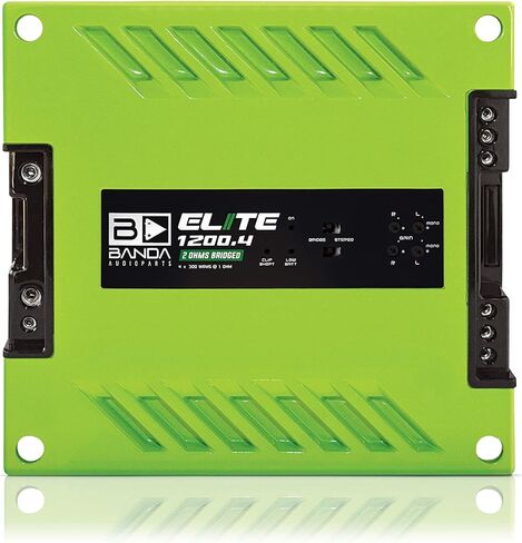 4-Ch. Vehicle Audio Bass Amplifier - 300W D Class High-Powered Mono Bass Amp w/Subsonic Filter & Low Pass Filter Stable @ 2 Ohms, LED Indicators, Sound Specialization, Green - BANDA 1200.42OHMGREEN in Kuwait