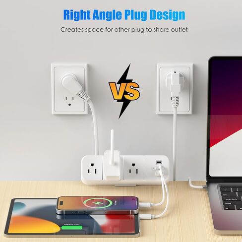 Desk Clamp Power Strip with 2 USB-A and 1 USB-C Ports, 3 AC Outlets, 6ft Cord, Fits 1.6-inch Tabletop Edge, Desk Mount Charging Power Station, Desk Surge Protector, Office Organizers for Desk in Saudi Arabia