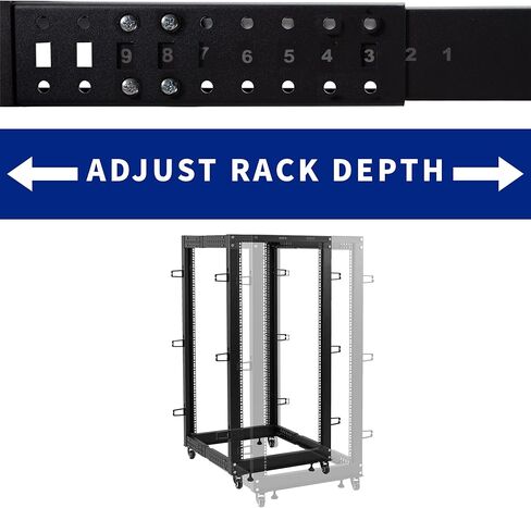 VIVO 12U Freestanding Open Frame Server Rack, 22 to 40 inch Adjustable Depth, Mobile Cart for Servers and Networking AV Equipment, Black, CART-SR12U in Kuwait
