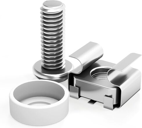 M6 x 16mm Rack Mount Cage Nuts, Screws and Washers - 50 Pack for Server Cabinets, Shelves, Routers - Self-Locking Cable Ties in Kuwait