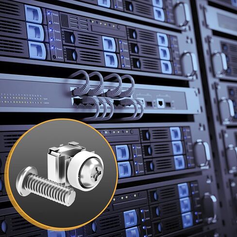 M6 x 16mm Rack Mount Cage Nuts, Screws and Washers - 50 Pack for Server Cabinets, Shelves, Routers - Self-Locking Cable Ties in Kuwait