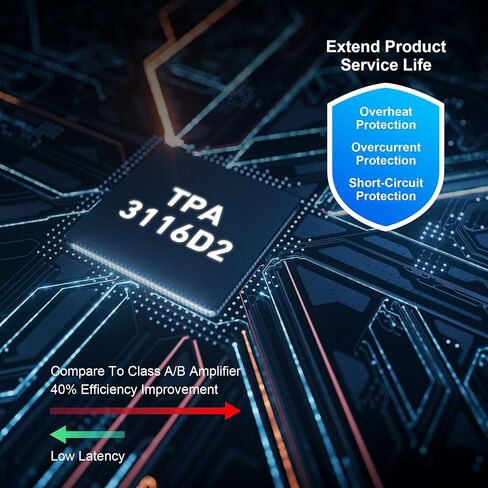 Arylic B50 SE بلوتوث 5.1 جهاز استقبال مضخم صوت ستيريو 2.1 قناة صغيرة من الفئة D أمبير مدمج لمكبرات الصوت المنزلية 50 وات × 2، شريحة TPA3116D2، نطاق ثابت وطويل، تطبيق التحكم في التنقل وسهولة التحكم في EQ in Kuwait