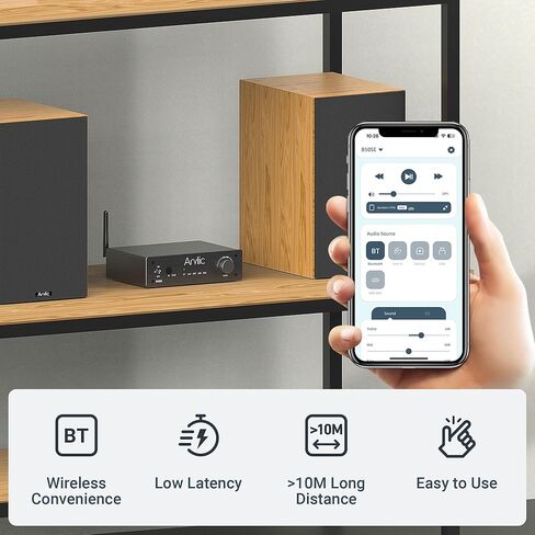 Arylic B50 SE بلوتوث 5.1 جهاز استقبال مضخم صوت ستيريو 2.1 قناة صغيرة من الفئة D أمبير مدمج لمكبرات الصوت المنزلية 50 وات × 2، شريحة TPA3116D2، نطاق ثابت وطويل، تطبيق التحكم في التنقل وسهولة التحكم في EQ in Kuwait