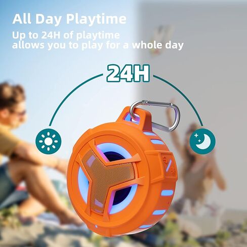 EBODA Bluetooth Shower Waterproof Speaker Portable Gifts for Kayak Teens | IP67 Small Mini Speakers with LED Light, Floating, 2000mAh, True Wireless Stereo for Hiking, Beach, Stuff for Boys Men-Black in Kuwait