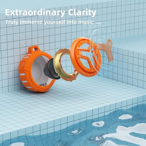 EBODA Bluetooth Shower Waterproof Speaker Portable Gifts for Kayak Teens | IP67 Small Mini Speakers with LED Light, Floating, 2000mAh, True Wireless Stereo for Hiking, Beach, Stuff for Boys Men-Black in Kuwait