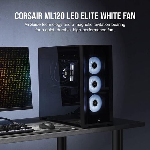 CORSAIR ML120 LED Elite، مروحة LED حمراء بارتفاع مغناطيسي 120 مم مع دليل هوائي، حزمة واحدة، أسود in Saudi Arabia
