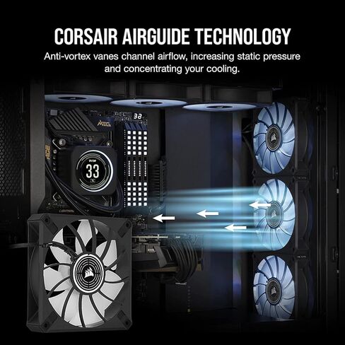 CORSAIR ML120 LED Elite، مروحة LED حمراء بارتفاع مغناطيسي 120 مم مع دليل هوائي، حزمة واحدة، أسود in Saudi Arabia
