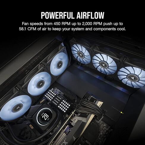 CORSAIR ML120 LED Elite، مروحة LED حمراء بارتفاع مغناطيسي 120 مم مع دليل هوائي، حزمة واحدة، أسود in Saudi Arabia