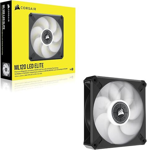 CORSAIR ML120 LED Elite، مروحة LED حمراء بارتفاع مغناطيسي 120 مم مع دليل هوائي، حزمة واحدة، أسود in Saudi Arabia