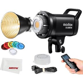 غودوكس مصابيح فيديو SL60IIBi LED SL60II-Bi 2800K-6500K، CRI96 + TLCI97 +، مروحة مدمجة 11 تاثير اف اكس، مروحة صامتة للغاية لتصوير حديثي الولادة، بورتريه، اضاءة المقابلات، تصوير الفيديو.