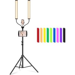 Bi-Color Led Video Light Stick Wand with Stand, 2300-7500K Portable Studio Photography Lighting Kit, 30W Power Adapter with 32"-78.7" Tripod &Remote for Zoom Calls/Vlog/YouTube/Streaming