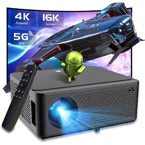 جهاز عرض GINCSRI 4K يدعم نظام أندرويد مع واي فاي وبلوتوث أصلي 1080P 16000L جهاز عرض ذكي عالي الدقة في الهواء الطلق جهاز عرض المسرح المنزلي in Kuwait