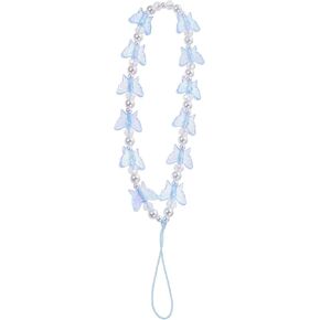 SOIMISS Crystal Cell Phone Lanyard Butterfly Beaded Phone Charm Colorful Phone Chain Phone Wrist Strap for Phone Camera Flashlight Blue