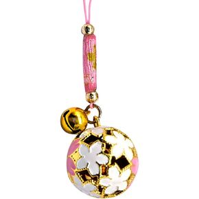 Cherry Blossom Bell Ornament Key Lanyard Sakura Decor Wristband Keychain Cell Phone Pendant for Handbag