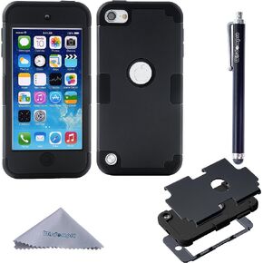 حافظة Wisdompro لجهاز iPod Touch الجيل السابع والسادس والخامس، 3 في 1 غطاء حماية من السيليكون الناعم الهجين والكمبيوتر الصلب لجهاز iPod Touch 7 6 5 - أسود/نعناعي
