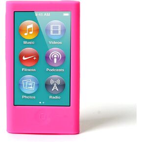 Silicone Cases Skins Covers for New iPod Nano 8th Generation 7th Generation with Cleaning Wipe (Hot Pink)