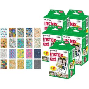 4X فيلم Fujifilm instax Mini الفوري (80 صورة) + 20 إطار ملصق لحزمة السفر لمطبوعات Fuji Instax in Kuwait