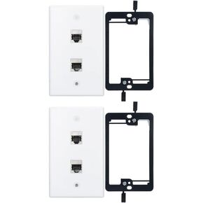 CAT7 RJ45 Inline Coupler Keystone Jack Wall Plate with Low Voltage Mounting Bracket, Metal Shielded 1 Port Cat7 Ethernet Cable Wall Plate Shielded Female to Female 1 Set in Kuwait