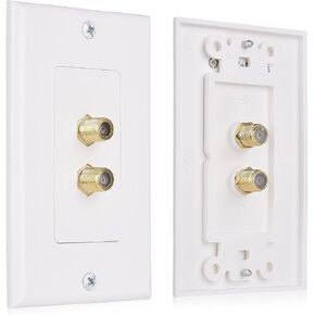 Cable Matters 2-Pack 1-Port TV Cable Wall Plate, Coax Wall Plate, White | Single Gang Wall Plate, F-Type Coax Coupler, Screws Included in Kuwait