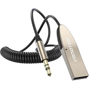 VANOTOM Aux to Bluetooth 5.0 مستقبل محول بلوتوث 3.5 ملم مع ميكروفون لبث الموسيقى والاتصال بدون استخدام اليدين لستريو السيارة ومكبرات الصوت المنزلية in Kuwait