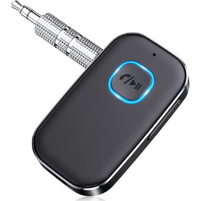 COMSOON AUX Bluetooth Adapter for Car, Bluetooth Car Stereo Digital Media Receivers for Home Stereo/Wired Headphones/Speakers, Noise Cancellation, 16H Battery Life (Elegant Black) in Kuwait
