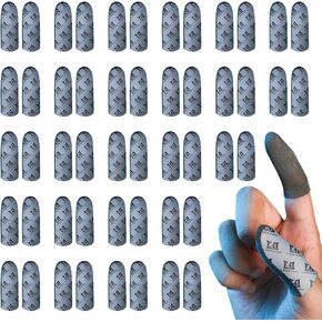 50 PCS Silver-Cloth Mobile Gaming Finger Sleeve,0.3mm Extremely Thin Material, Game Controller Finger Thumb Sleeves Finger Seamless Touchscreen Anti-Sweat Breathable Finger Covers（Grey） in Kuwait