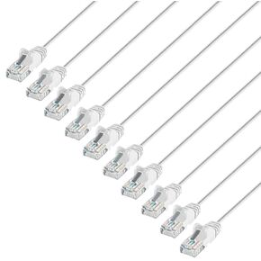 Intellinet Cat6 Slim UTP Ethernet Patch Cable 10-Pack, 3 ft, White | 10G 250 MHz pure copper thin cord with 30 AWG stranded wire, gold contacts, snag-free boot, PoE and rack use, resealable bag in Kuwait