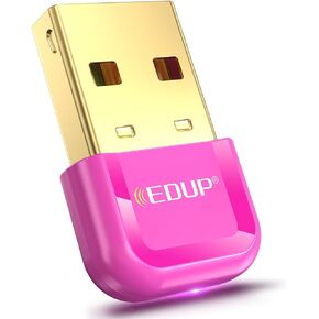 محول USB بلوتوث 5.3 للكمبيوتر الشخصي، جهاز استقبال دونجل USB EDUP يدعم Windows 11/10/8.1 التوصيل والتشغيل لسطح المكتب والكمبيوتر المحمول والماوس ولوحة المفاتيح والطابعات وسماعات الرأس ومكبرات الصوت وأجهزة التحكم (وردي) in Kuwait