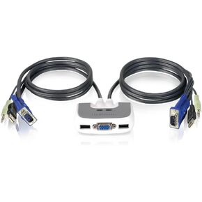 IOGEAR 2-Port USB VGA Miniview Micro Cabled KVM Switch - 2048 x 1536 - Hot Keys Switch - w/Audio - Plug n Play - PC, MAC, SUN - GCS632U in Kuwait
