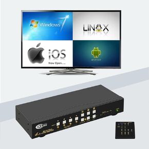 محول CKLau 4Kx2K@30 هرتز 4 منافذ HDMI KVM متعدد الرؤية مع كابلات وصوت ومحور USB 2.0 يدعم عرض تقسيم الشاشات الرباعية وعرض المزامنة وتبديل العرض الفردي حتى 7 أوضاع عرض/تشغيل in Kuwait