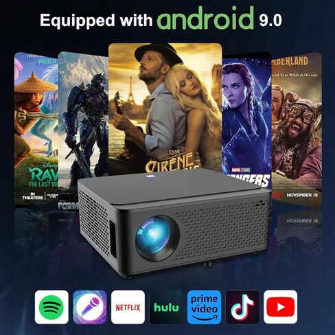 جهاز عرض GINCSRI 4K يدعم نظام أندرويد مع واي فاي وبلوتوث أصلي 1080P 16000L جهاز عرض ذكي عالي الدقة في الهواء الطلق جهاز عرض المسرح المنزلي in Kuwait