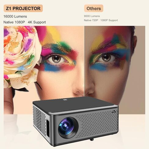 جهاز عرض GINCSRI 4K يدعم نظام أندرويد مع واي فاي وبلوتوث أصلي 1080P 16000L جهاز عرض ذكي عالي الدقة في الهواء الطلق جهاز عرض المسرح المنزلي in Kuwait