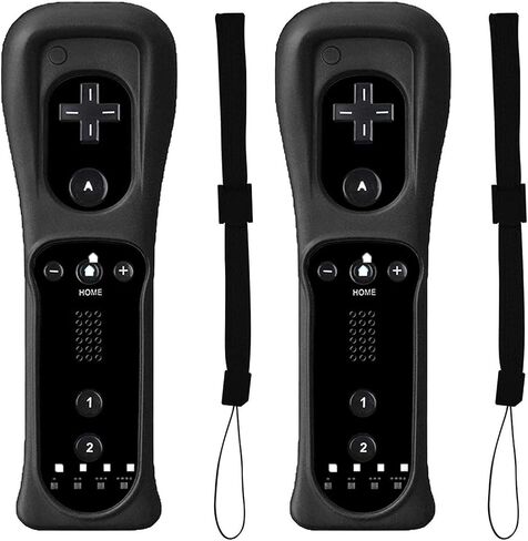 وحدة التحكم عن بعد BEIARA Wii تأتي مع حافظة من السيليكون وحزام معصم لألعاب الفيديو Nintendo Wii وWii U (عبوتان، أسود) in Kuwait