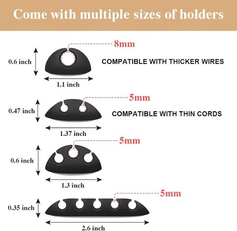 Shintop Cable Clips, Desk Cable Drop, Desk Wire Clips for All Your Computer, Electrical, Charging or Mouse Cord (Colorful,6pcs) | Colorful Rubber Cable Holder, Residue-Free, Desk Wire Clips for Mouse Cord, Keeps Cables Accessible, Helps Prevent Slipping in Kuwait