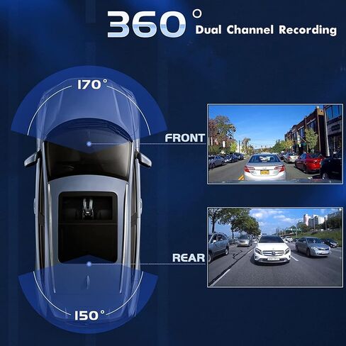 GREVCEUX Dash Cam أمامية وخلفية 4K+2K، كاميرا داش ثنائية القناة للسيارات، بطاقة TF سعة 32 جيجابايت، شاشة IPS 2.2 بوصة، رؤية ليلية، زاوية واسعة 170 درجة، WDR، وضع انتظار 24 ساعة in Kuwait