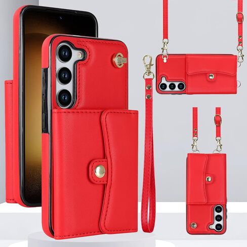 for Samsung Galaxy S23 Case 6.1 Inch, Crossbody Purse Wristlet Shoulder Strap Trendy Protective Cover for Galaxy S23 -Black in Kuwait