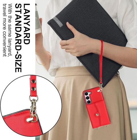 for Samsung Galaxy S23 Case 6.1 Inch, Crossbody Purse Wristlet Shoulder Strap Trendy Protective Cover for Galaxy S23 -Black in Kuwait