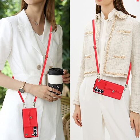 for Samsung Galaxy S23 Case 6.1 Inch, Crossbody Purse Wristlet Shoulder Strap Trendy Protective Cover for Galaxy S23 -Black in Kuwait