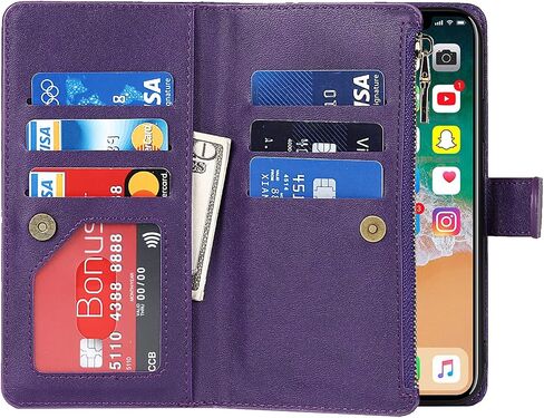 حافظة هاتف Jaorty Crossbody لهاتف iPhone Xs/X مع حامل بطاقة للنساء، حافظة iPhone Xs مع حزام حبل للرجال، مشبك مغناطيسي من جلد البولي يوريثان مع مسند 5.8 بوصة، أحمر in Kuwait