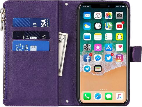 حافظة هاتف Jaorty Crossbody لهاتف iPhone Xs/X مع حامل بطاقة للنساء، حافظة iPhone Xs مع حزام حبل للرجال، مشبك مغناطيسي من جلد البولي يوريثان مع مسند 5.8 بوصة، أحمر in Kuwait