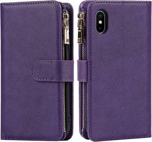 حافظة هاتف Jaorty Crossbody لهاتف iPhone Xs/X مع حامل بطاقة للنساء، حافظة iPhone Xs مع حزام حبل للرجال، مشبك مغناطيسي من جلد البولي يوريثان مع مسند 5.8 بوصة، أحمر in Kuwait